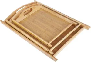 Set of 3 Bamboo Wood Serving Trays