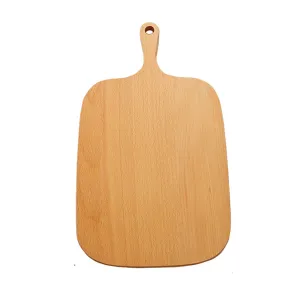 SOGA 33cm Brown Rectangle Wooden Serving Tray Chopping Board Paddle with Handle Home Decor