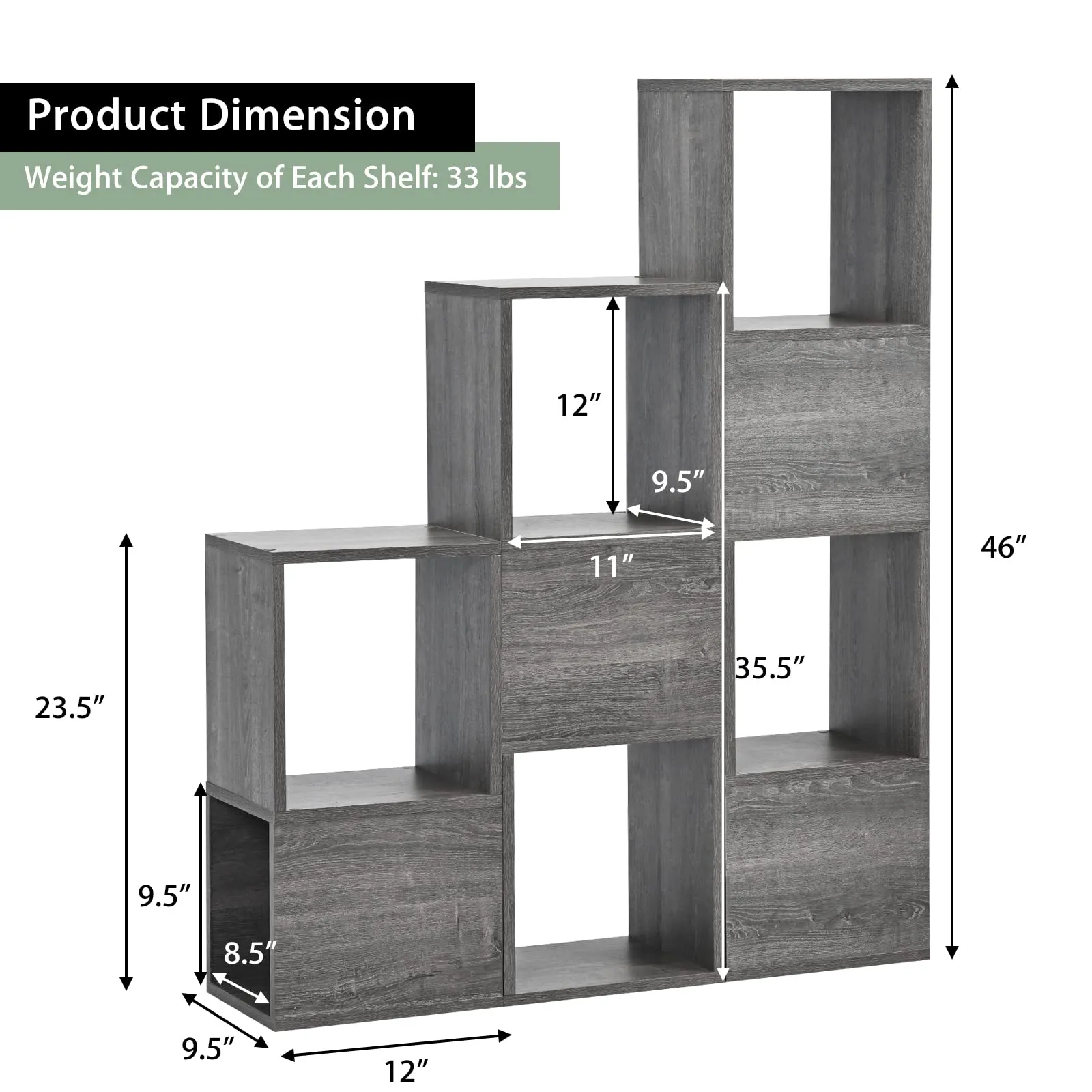 Tangkula Wooden Cube Bookcase, Freely Combined Storage Bookshelf with 9 lattices