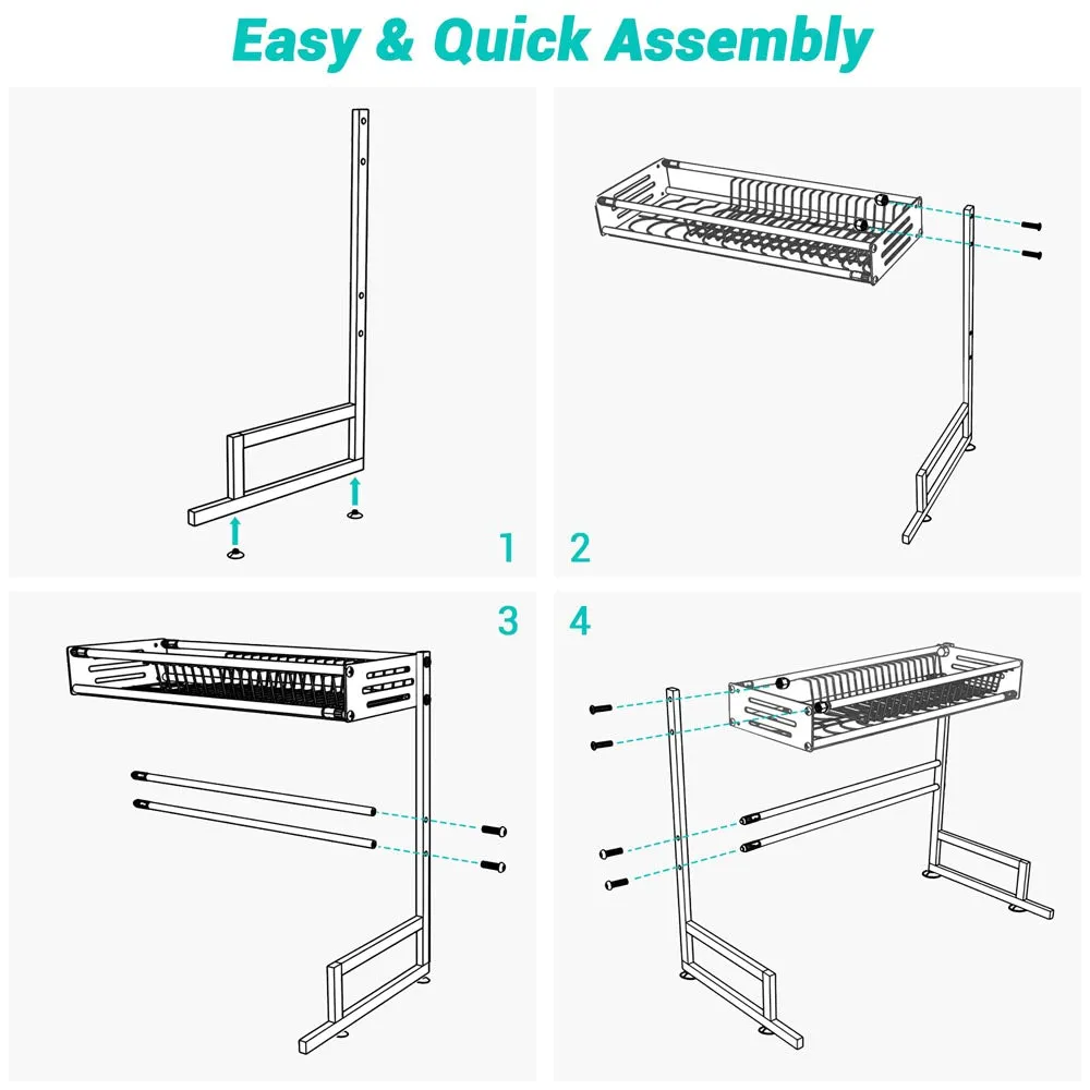 TheLAShop Large Over The Sink Dish Drying Rack 2-Tier (23.6"-35.4")