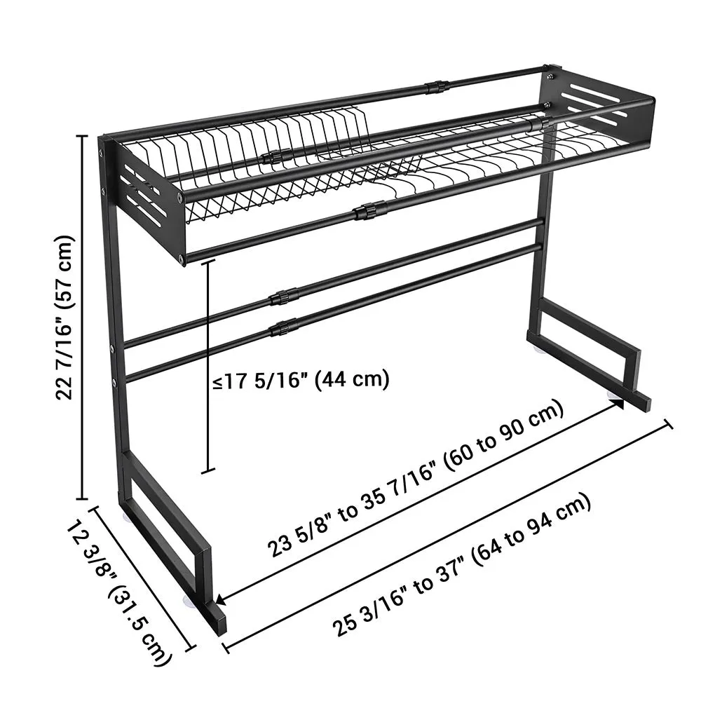 TheLAShop Large Over The Sink Dish Drying Rack 2-Tier (23.6"-35.4")