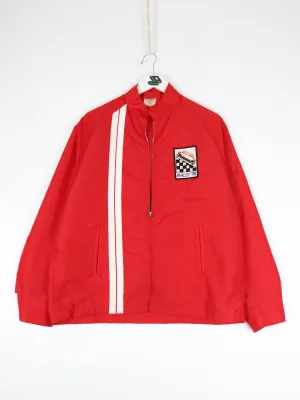 Vintage Rally Car Jacket Mens Medium Red 70s Racing Windbreaker