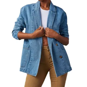 Women's Stylish Denim Blazer with Pockets  | Perfect for Everyday Wear