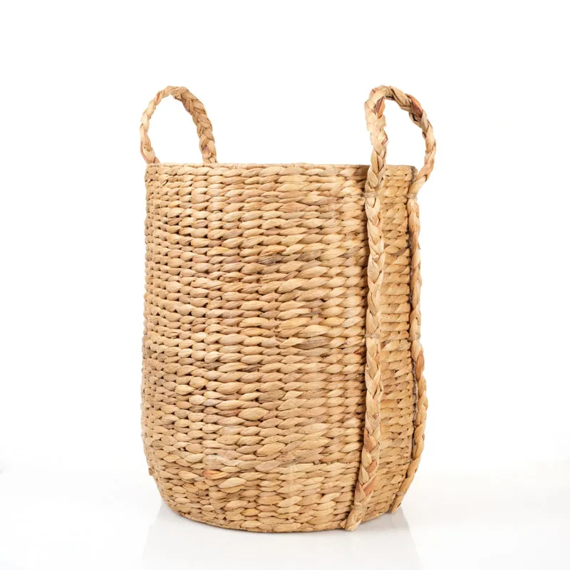 Woven Water Hyacinth Laundry Basket With Dome Lid