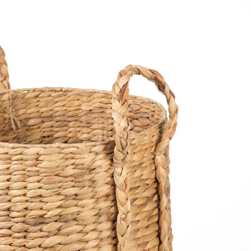 Woven Water Hyacinth Laundry Basket With Dome Lid